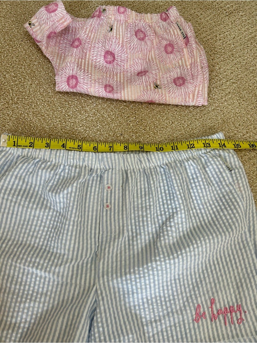 Rae Dunn Pajama Shorts Seersucker Size Medium Lot of 2 - Picture 7 of 9